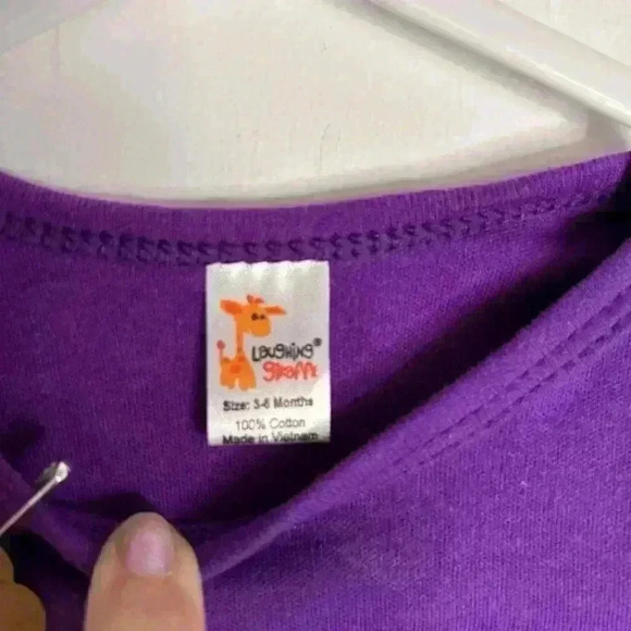 Brand New Hand Embroidered  Purple Long Sleeved Cotton Onesie and Felt Barrettes - Picture 5 of 11
